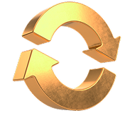 Ícone de ciclo dourado em 3d