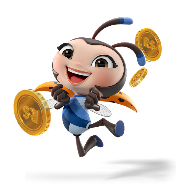 Capzinha feliz com moedas douradas ao redor