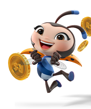 Capzinha feliz com moedas douradas ao redor